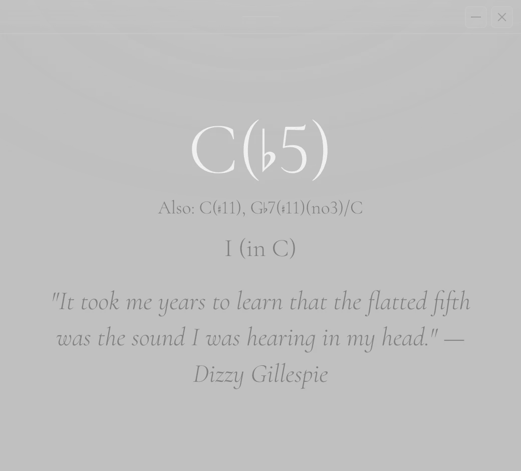 Cadenza naming C, E and G flat as C(♭5)