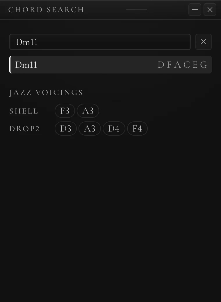 The chord search window